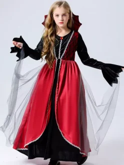Halloween Vampire Costumes For Kids Red Halloween Velour Set Kid's Horrible Dress