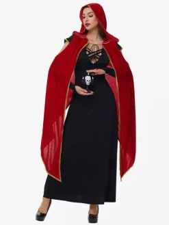 Halloween Vampire Red Sexy Cloak Dress Set Holidays Costumes