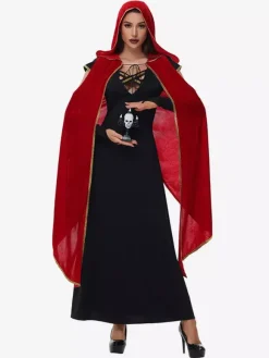 Halloween Vampire Red Sexy Cloak Dress Set Holidays Costumes