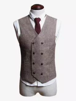 Halloween Vintage Waistcoat Aristocrat Men's Light Brown Retro Costume