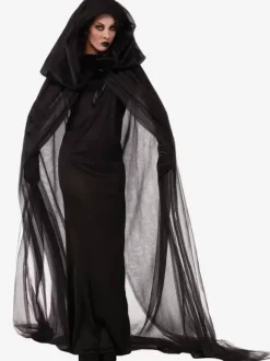 Halloween Witch Costumes For Women Black Scary  Headwear Polyester Tunic Dress Holidays Costumes Full Set