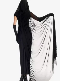 Halloween Witch Costumes For Women Black Scary  Headwear Polyester Tunic Dress Holidays Costumes Full Set