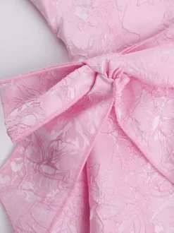 Halter Neck Jacquard Mini Dress For Women - Backless A-line Skater Dress With Big Bows - Summer Birthday Party 2026