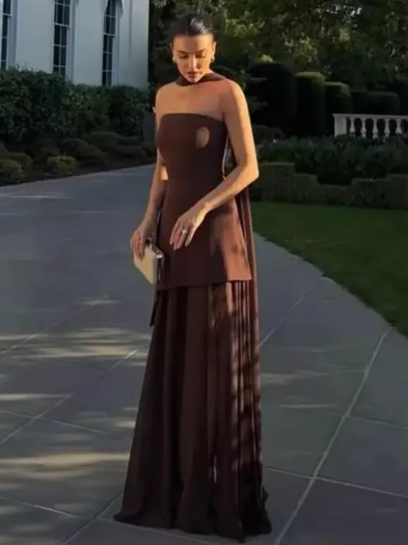 Halter Neck Layered Irregular Hem Sleeveless Maxi Dress For Women 2026