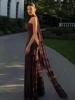 Halter Neck Layered Irregular Hem Sleeveless Maxi Dress For Women 2026