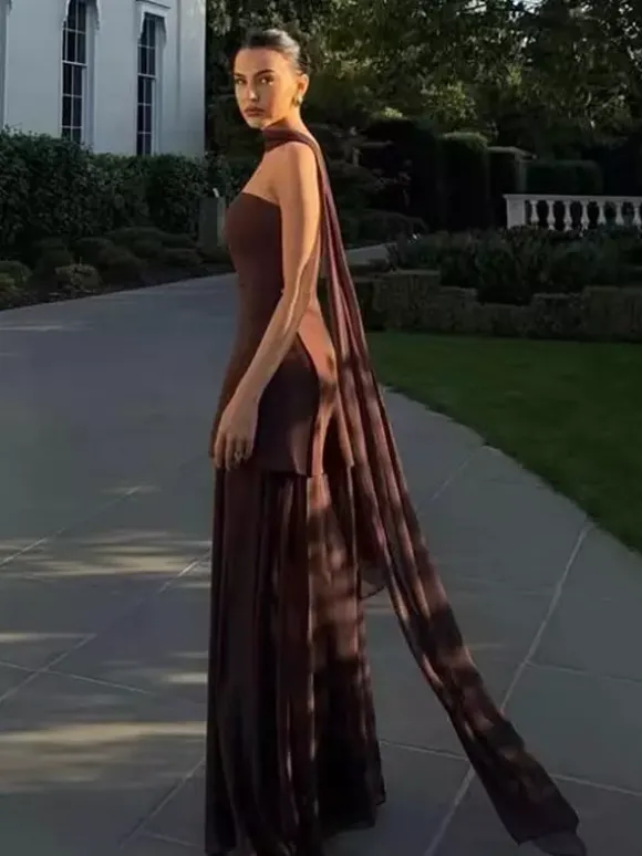 Halter Neck Layered Irregular Hem Sleeveless Maxi Dress For Women 2026