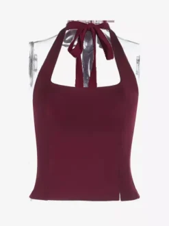 Halter Backless Crop Top - Sexy Balletcore Exposed Back Zipper Cami - Coquette Aesthetic Night Out Slim Fit Tank 2026
