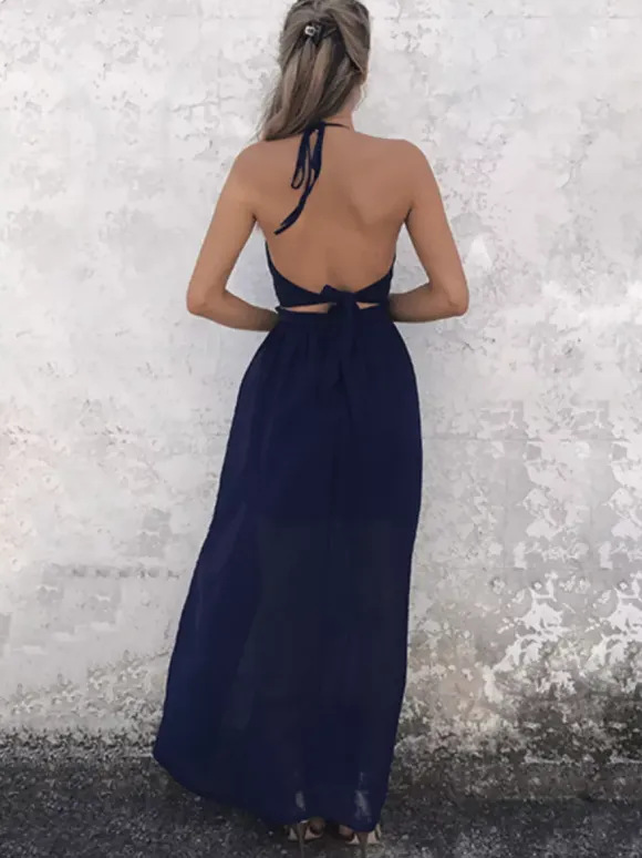 Halter Floral Chiffon Maxi Dress - Cutout Split Gown - Summer Beach Vacation 2026