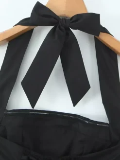 Halter Mini Dress In Black Square Neck A-Line Sexy Birthday Party Dress For Women 2026