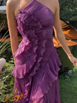 Halter Neck Ruffled Chiffon Maxi Gown With Irregular Hem For Special Events 2026