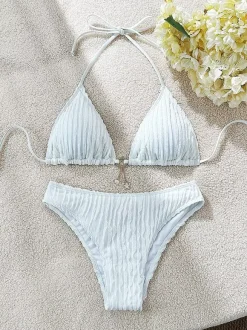 Halter Textured Fabric Bikini Swimwear For Summer 2026