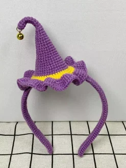 Hand Crocheted Halloween Headdress Witch Hat Hair Clips Amigurumi Party Favors For Girls
