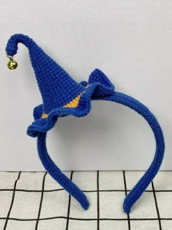 Hand Crocheted Halloween Headdress Witch Hat Hair Clips Amigurumi Party Favors For Girls