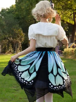 Harajuku Fashion Lolita Skirt Butterfly Ruffles As Image Floral Print Lolita Skirts
