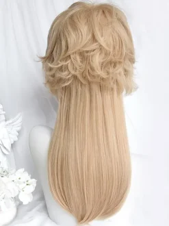 Harajuku Fashion Lolita Wigs Light Gold Short Heat-resistant Fiber Lolita Accessories