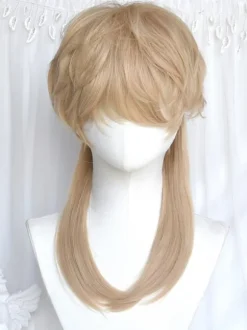 Harajuku Fashion Lolita Wigs Light Gold Short Heat-resistant Fiber Lolita Accessories
