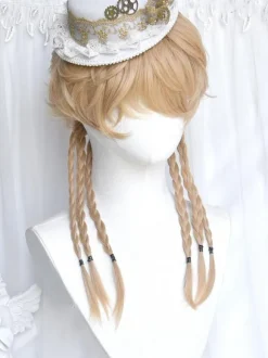 Harajuku Fashion Lolita Wigs Light Gold Short Heat-resistant Fiber Lolita Accessories