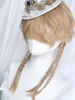 Harajuku Fashion Lolita Wigs Light Gold Short Heat-resistant Fiber Lolita Accessories