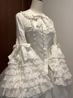 Harajuku Fashion Lolita Blouses Lolita Top White Long Sleeves Lace Bows Lolita Shirt