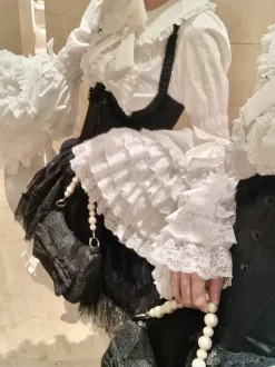 Harajuku Fashion Lolita Blouses Lolita Top White Long Sleeves Lace Bows Lolita Shirt