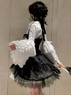 Harajuku Fashion Lolita Blouses Lolita Top White Long Sleeves Lace Bows Lolita Shirt