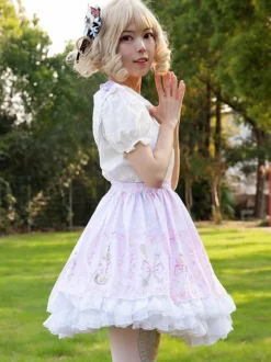 Harajuku Fashion Lolita SK Cardcaptor Sakura   Floral Print As Image Ruffles Lolita Skirts