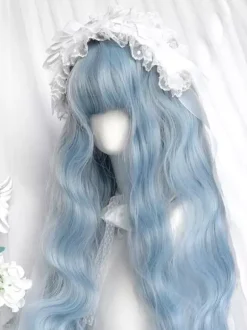 Harajuku Fashion Lolita Wig Light Sky Blue Long Heat-resistant Fiber Tousled Lolita Accessories