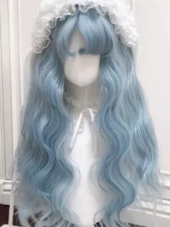 Harajuku Fashion Lolita Wig Light Sky Blue Long Heat-resistant Fiber Tousled Lolita Accessories