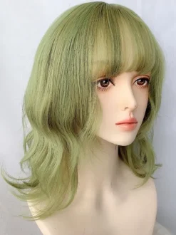 Harajuku Fashion Lolita Wigs Short Heat-resistant Fiber Green Lolita Accessories