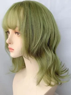 Harajuku Fashion Lolita Wigs Short Heat-resistant Fiber Green Lolita Accessories