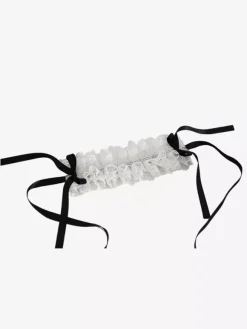 Headband Headdress Sweet Lolita Accessories Black+White Ruffles Bows Lace Headwear