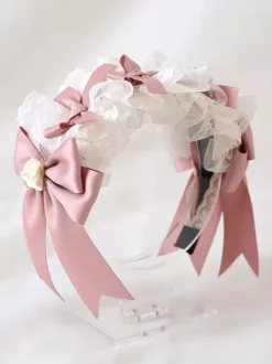 Headdress Sweet Lolita Accessories Pink Bows Headwear