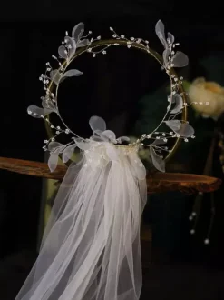 Headpiece Wedding Headwear Flower Tulle Hair Accessories For Bride