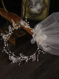 Headpiece Wedding Headwear Flower Tulle Hair Accessories For Bride