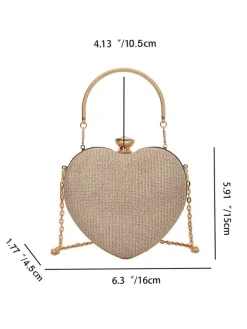 Heart Shaped Crossbody Bag With Chain Shiny Party Clutch For Women 2026