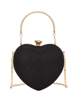 Heart Shaped Crossbody Bag With Chain Shiny Party Clutch For Women 2026