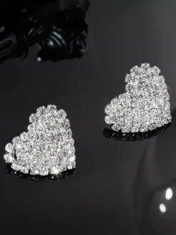Heart Shaped Rhinestone Earrings For Women 2026
