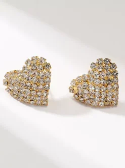 Heart Shaped Rhinestone Earrings For Women 2026