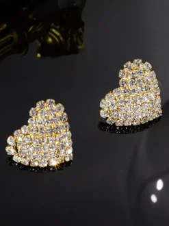 Heart Shaped Rhinestone Earrings For Women 2026