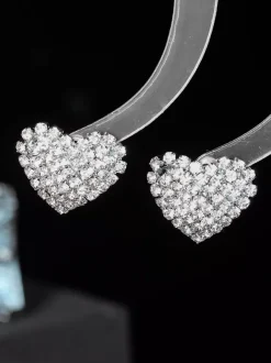 Heart Shaped Rhinestone Earrings For Women 2026