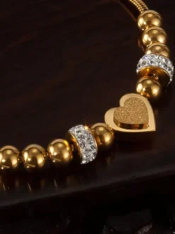 Heart And Bead Stainless Steel Bracelet For Women 2026