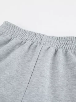 Heather Gray Oversized Cut Off Sleeve Top Elastic Waist Wide Leg Pant Lounge Set