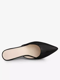 High Heel Mules Black Pointed Toe Stiletto Heel Pumps