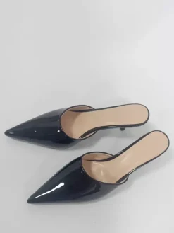 High Heel Mules Black Pointed Toe Stiletto Heel Pumps
