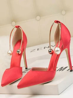 High Heel Party Shoes Olive Pointed Toe Stiletto Heel Evening Shoes Ankle Heels