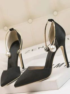 High Heel Party Shoes Olive Pointed Toe Stiletto Heel Evening Shoes Ankle Heels