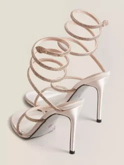 High Heel Prom Shoes Black Opem Toe Rhinestones Strappy Sandal Shoes