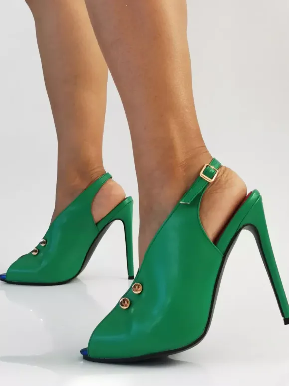 High Heel Pumps Peep Toe Designed High Heel Slingback Pumps