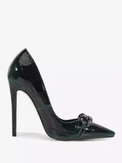 High Heel Pumps Women's Pointed Toe Metal Detail Slip On Dress Shoes