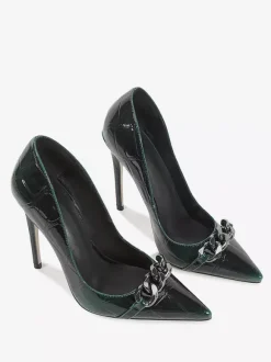 High Heel Pumps Women's Pointed Toe Metal Detail Slip On Dress Shoes